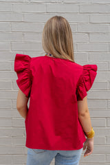 Flutter Sleeves Tunic Style Poplin Top