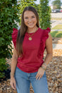 Poplin Ruffle Sleeveless Top