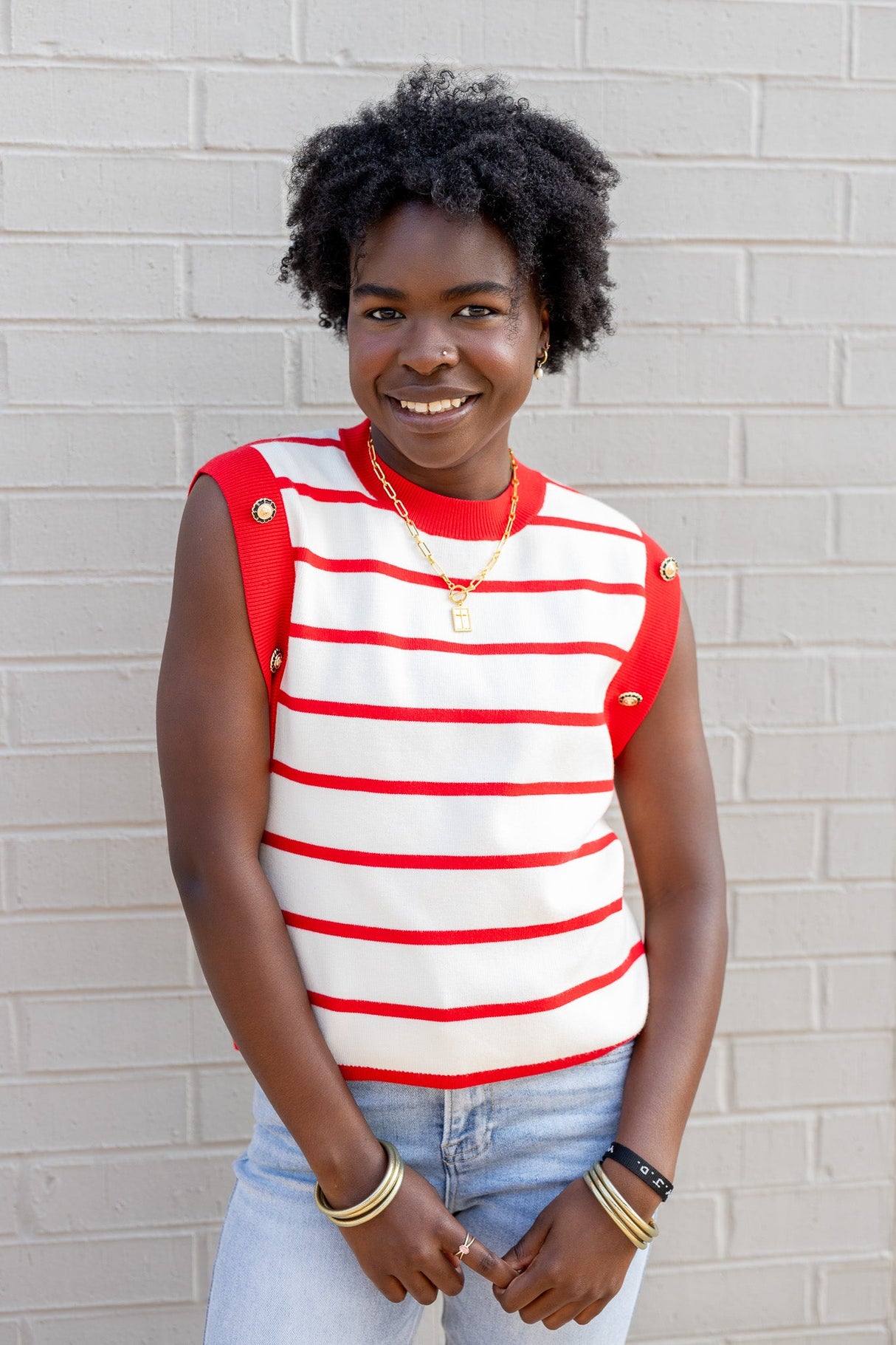 Sleeveless Stripe Knit Top