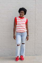 Sleeveless Stripe Knit Top