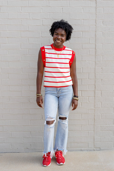 Sleeveless Stripe Knit Top
