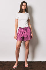 Lace Trim Satin Shorts