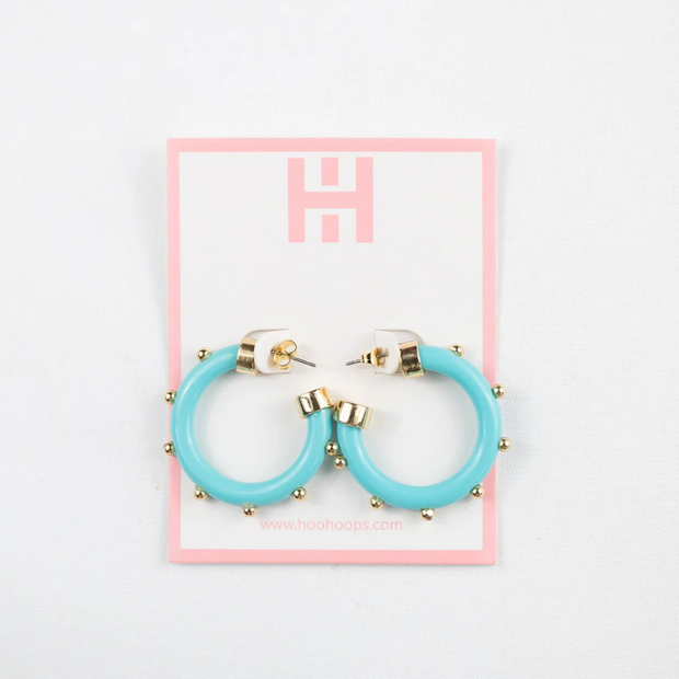 MINI TURQUOISE W BALLS HOOPS