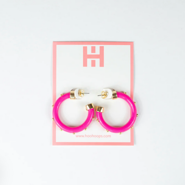 HOT PINK WITH GOLD BALLS HOOP