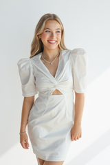 TWISTED PUFF SLEEVE DRESS