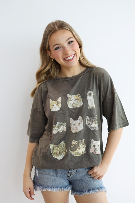 CAT FACE REPEAT TEE