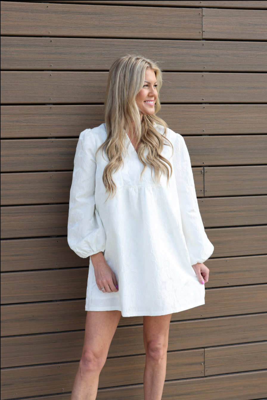 FLOWER JACQUARD MINI DRESS
