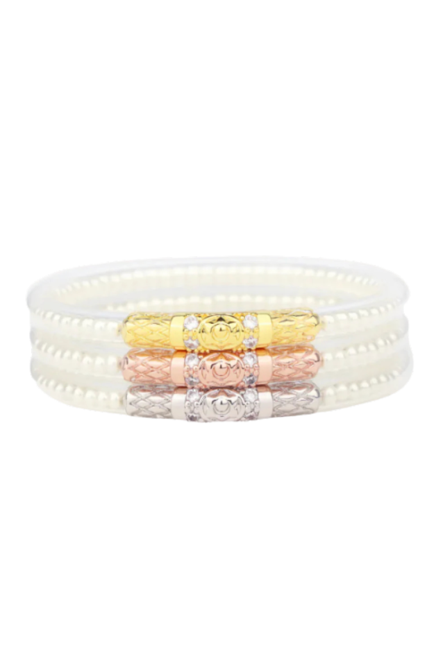 Budha Girl™ 3 Queen Clear Pearl Bangles