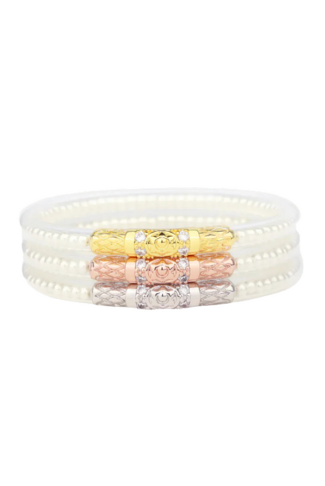 Budha Girl™ 3 Queen Clear Pearl Bangles