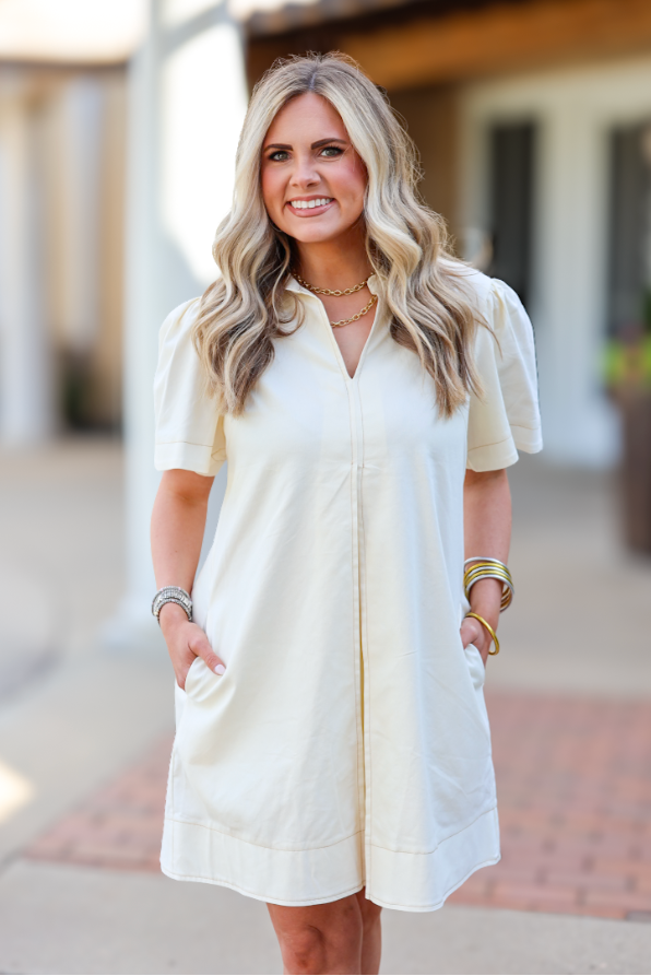 Gather Stitched Collar Dress