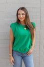 French Terry Padded Shoulder Top