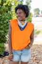 French Terry Padded Shoulder Top
