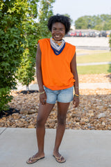 French Terry Padded Shoulder Top