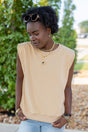French Terry Padded Shoulder Top