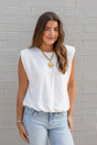 French Terry Padded Shoulder Top