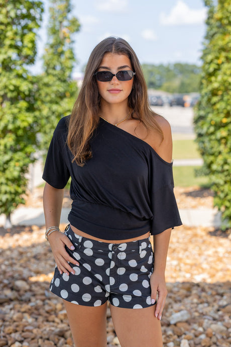 One-shoulder Ruched Waist Knit Top