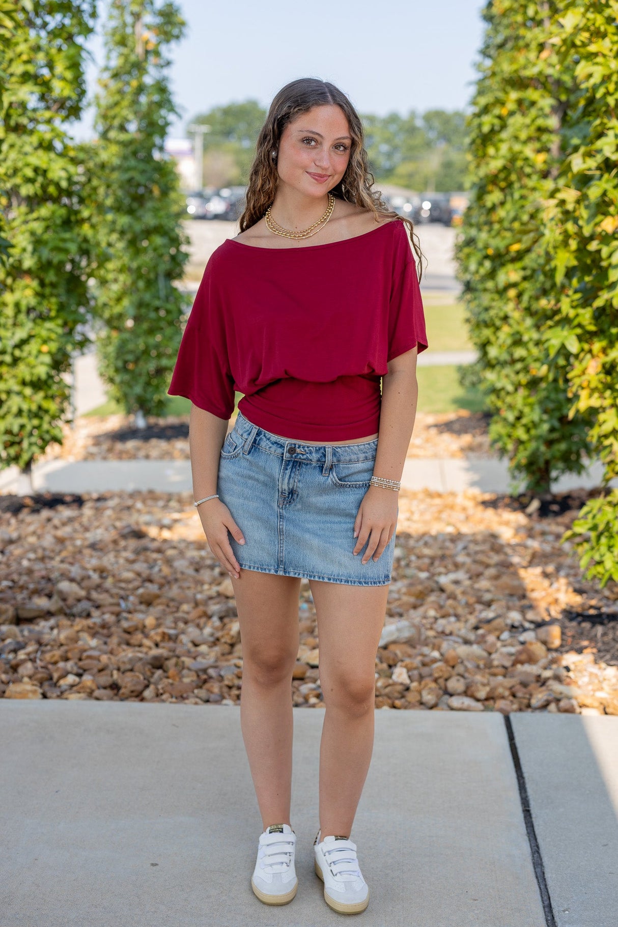 One-shoulder Ruched Waist Knit Top