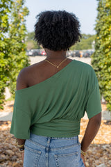One-shoulder Ruched Waist Knit Top