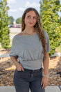 One-shoulder Ruched Waist Knit Top