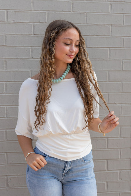 One-shoulder Ruched Waist Knit Top
