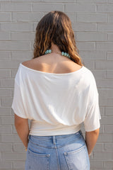 One-shoulder Ruched Waist Knit Top
