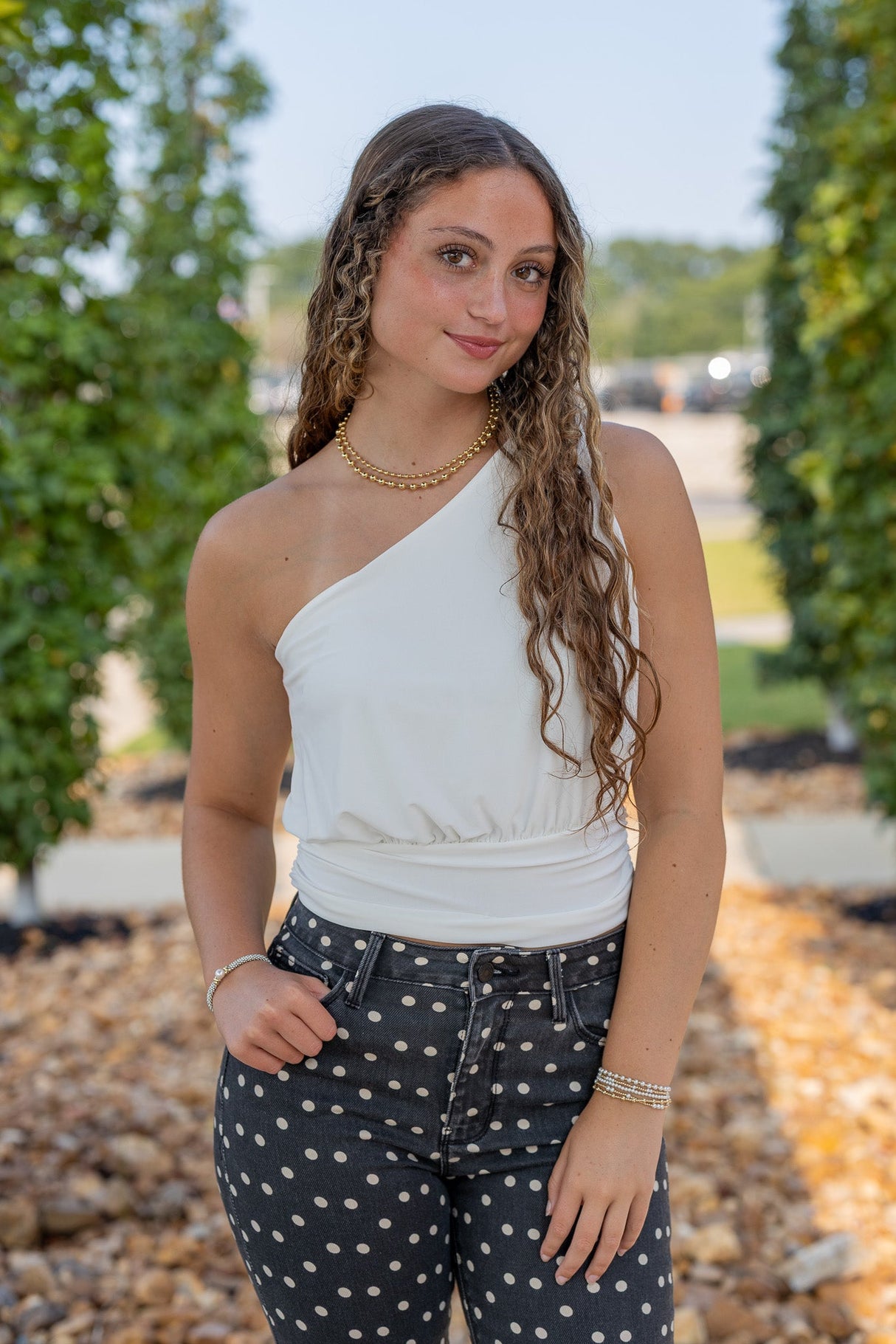 One-shoulder Draped Top