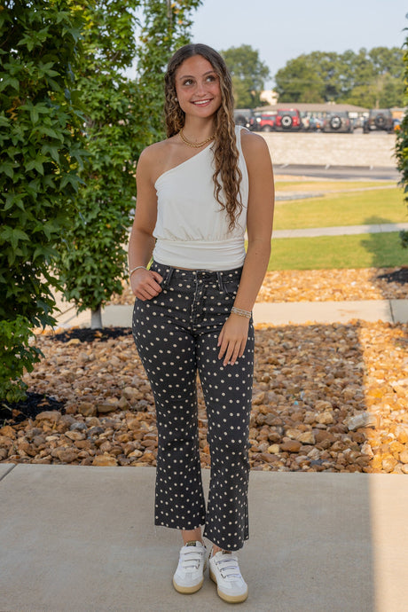 One-shoulder Draped Top