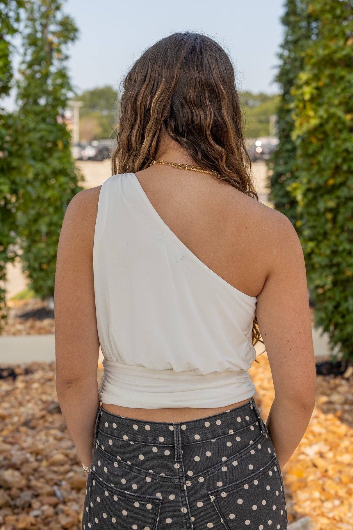 One-shoulder Draped Top