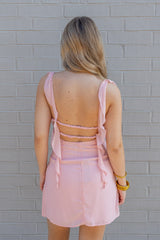 Soft Chiffon Ruffle Strap Open-Back Mini Dress
