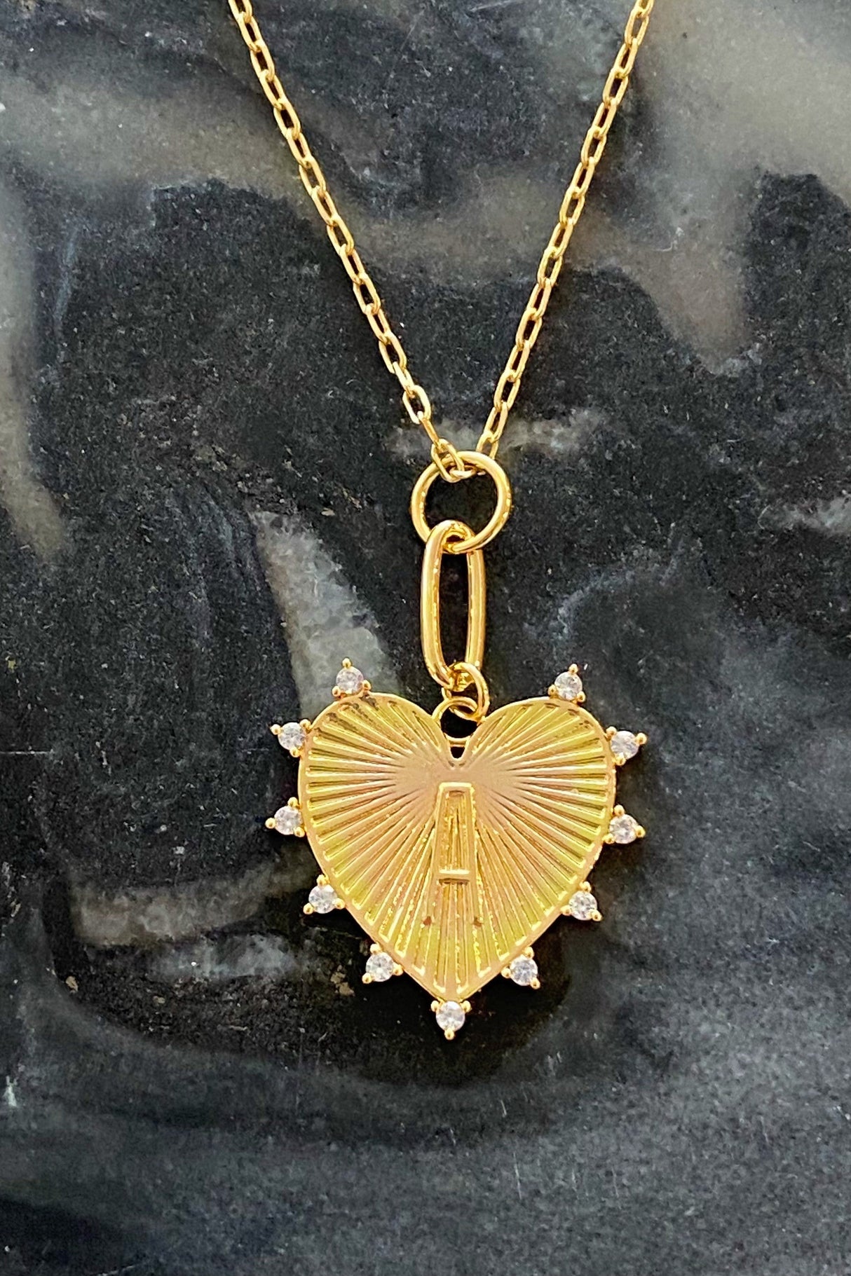 Initial Hanging Heart Necklace (All Letters)