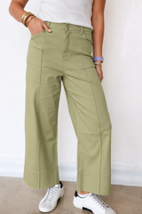 Wide Leg Seam Detail Pants