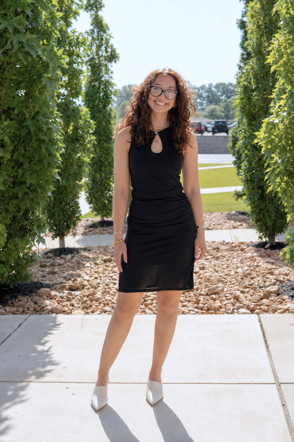 Sleeveless Top w/ Keyhole & Matching Midi Skirt