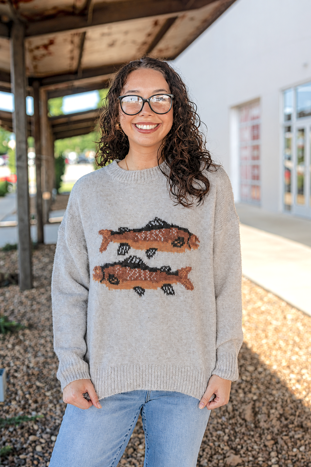Trout Graphic Knit Sweater