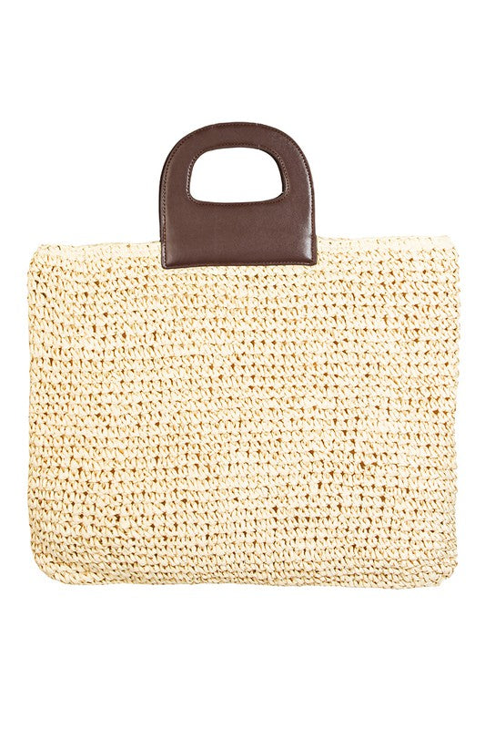 IVORY STRAW BRAIDED SQUARE TOTE