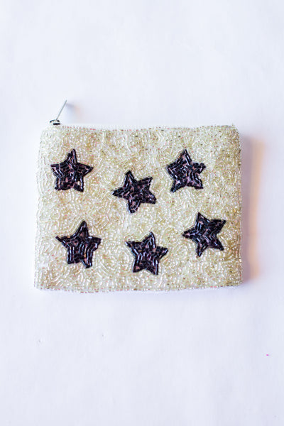 GOLD BLACK STAR BEADED COIN PURSE