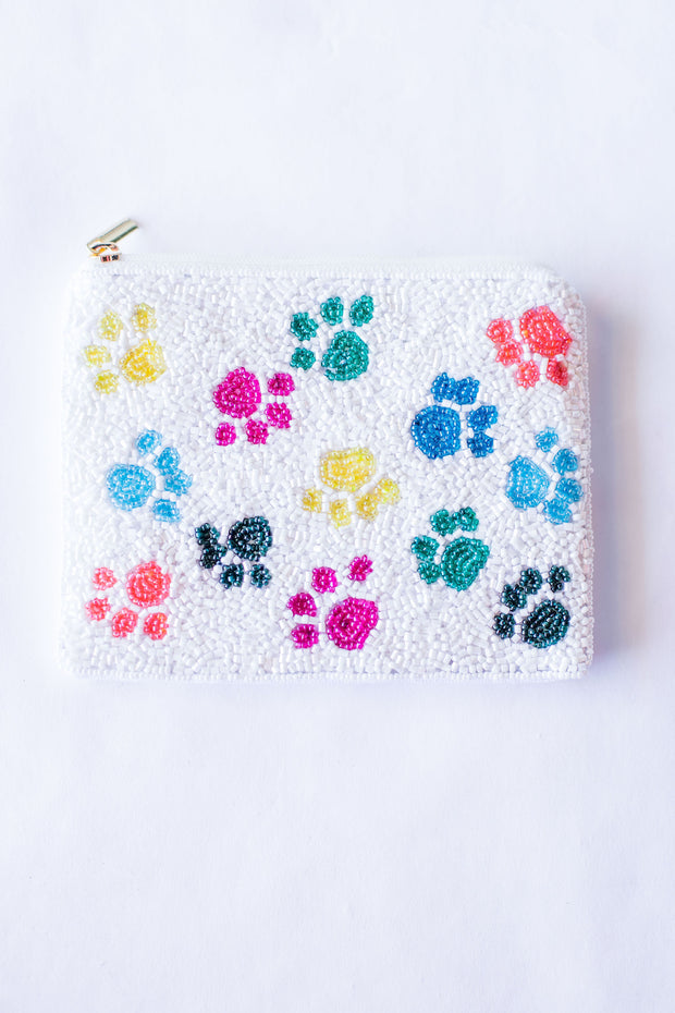 PAW PRINT BEADED COIN PURSE