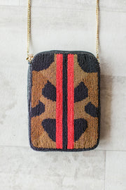 CAMO WITH RED BEADED CELL PHONE BAG
