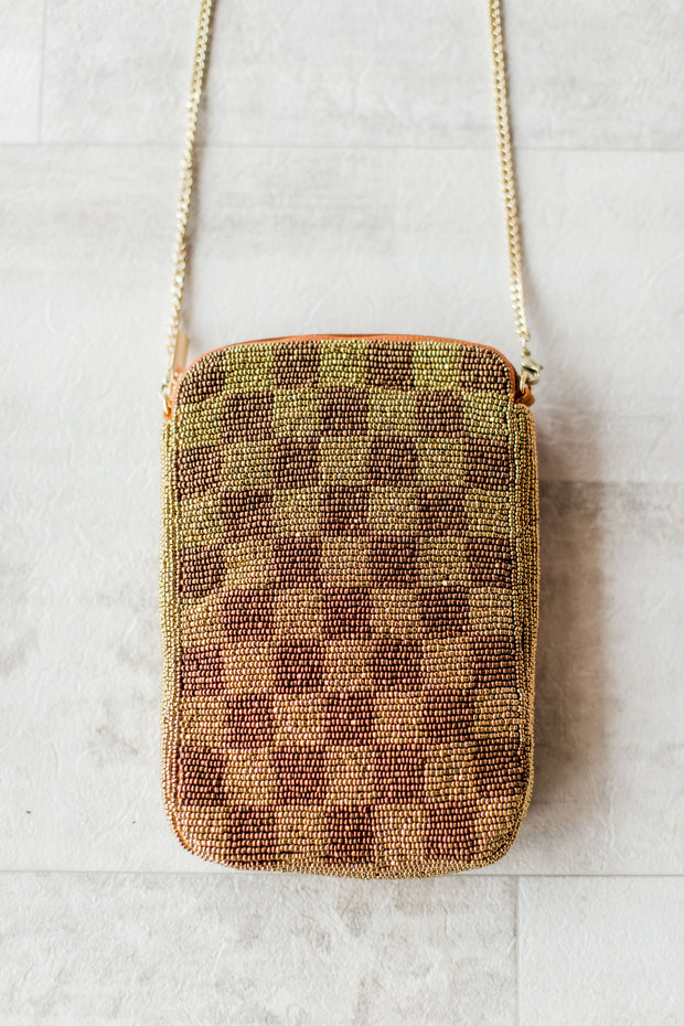 CHECKERED BEADED CELL PHONE BAG – The Refinery