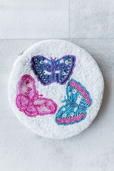 BUTTERFLY ROUND BEAD COIN BAG