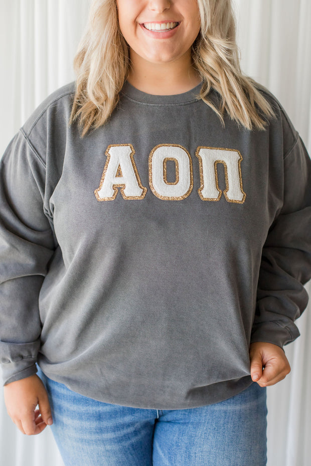 SORORITY CHENILLE LETTER SWEATSHIRT