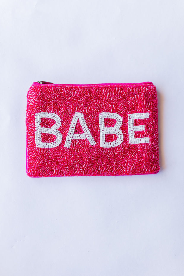 BABE PINK BEADED BAG