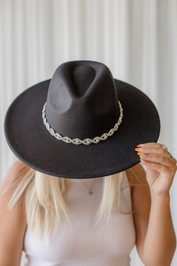 WOVEN DIAMOND BAND FELT HAT