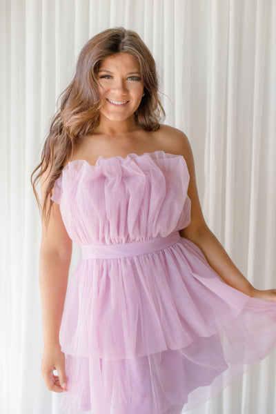 TIERED BABYDOLL TULLE DRESS