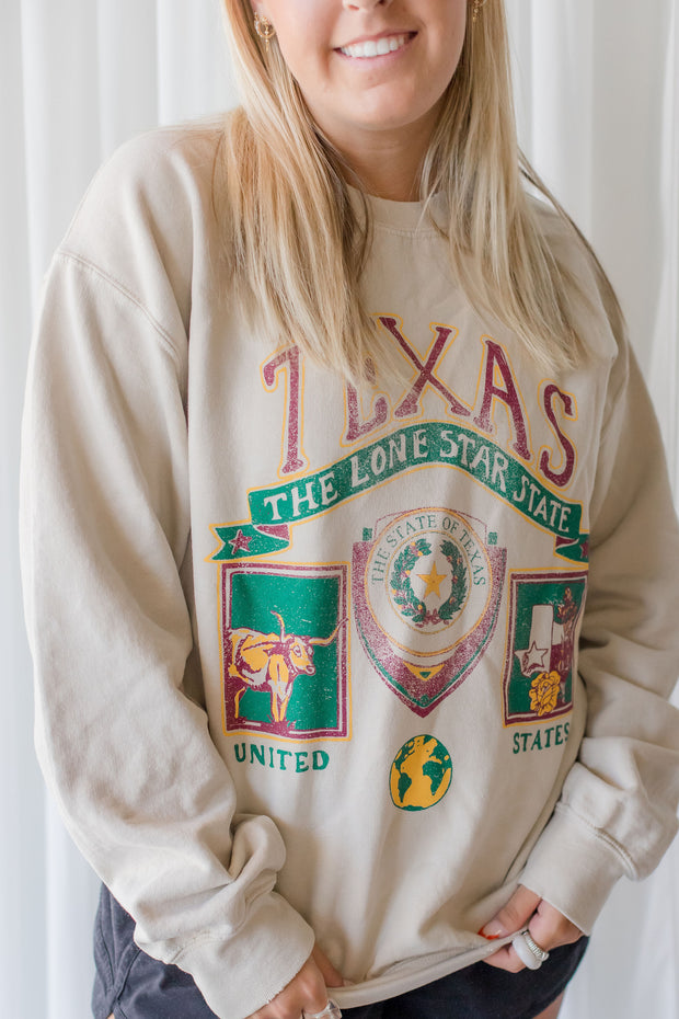 TEXAS PATCH THRIFTED SWEATSHIRT