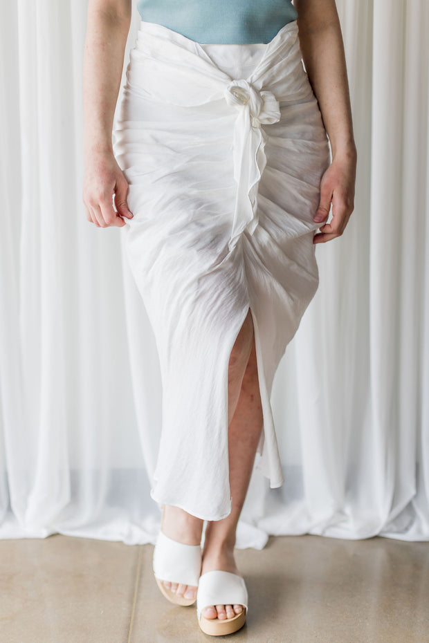 WAIST TIE MIDI SKIRT