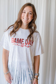 GAME DAY FRINGE SEQUIN TOP