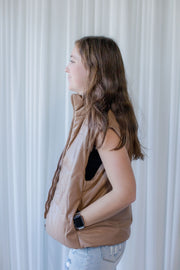 FAUX LEATHER PUFFER VEST