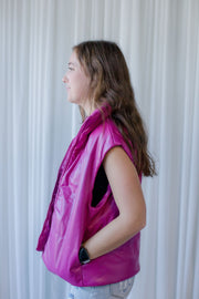 FAUX LEATHER PUFFER VEST