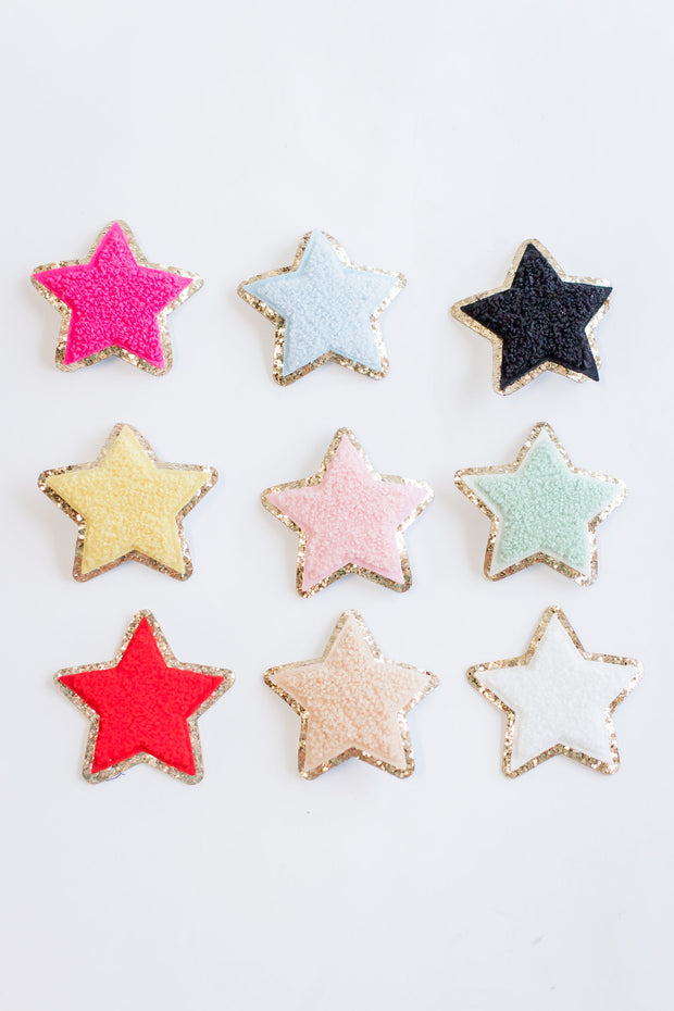 Jexine 32 Pieces Chenille Star Patches Self Adhesive Small Star Fabric  Stickers Patches DIY Sewing Stars Embroidered Appliques for Christmas  Clothes