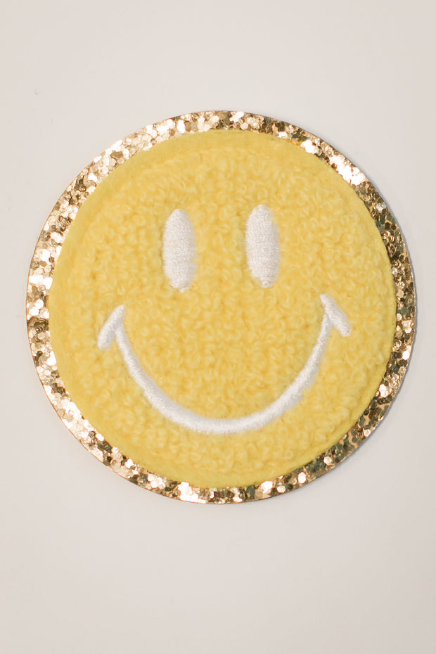 Chenille Patch Smiley Face Patch - Iron On Chenille Patch Smile Patch Blue